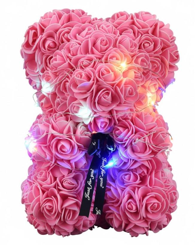 Искусственные цветы Teddy Flower подарочный из роз с мягким свечением 25 см на Розовый (2104618745)