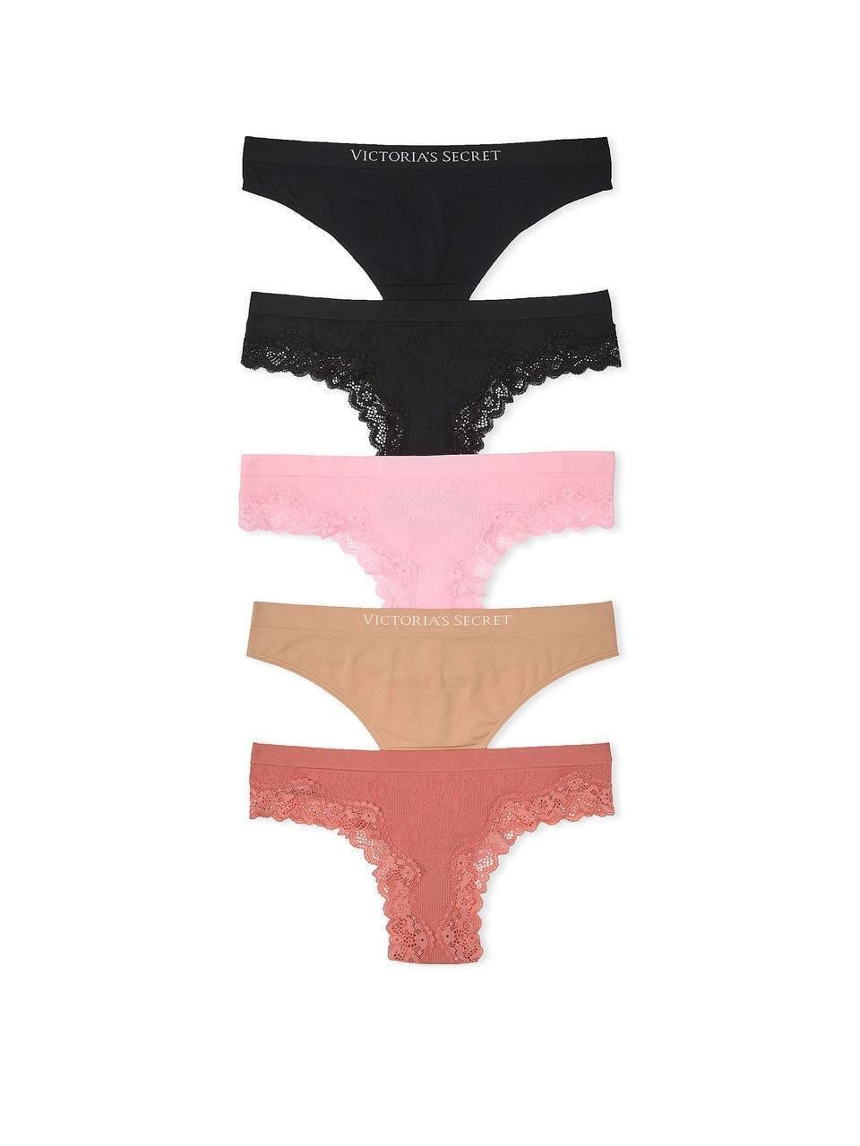 Набор трусиков Victoria Secret Seamless Thong XS 5 шт. Разноцветный (2217862664)