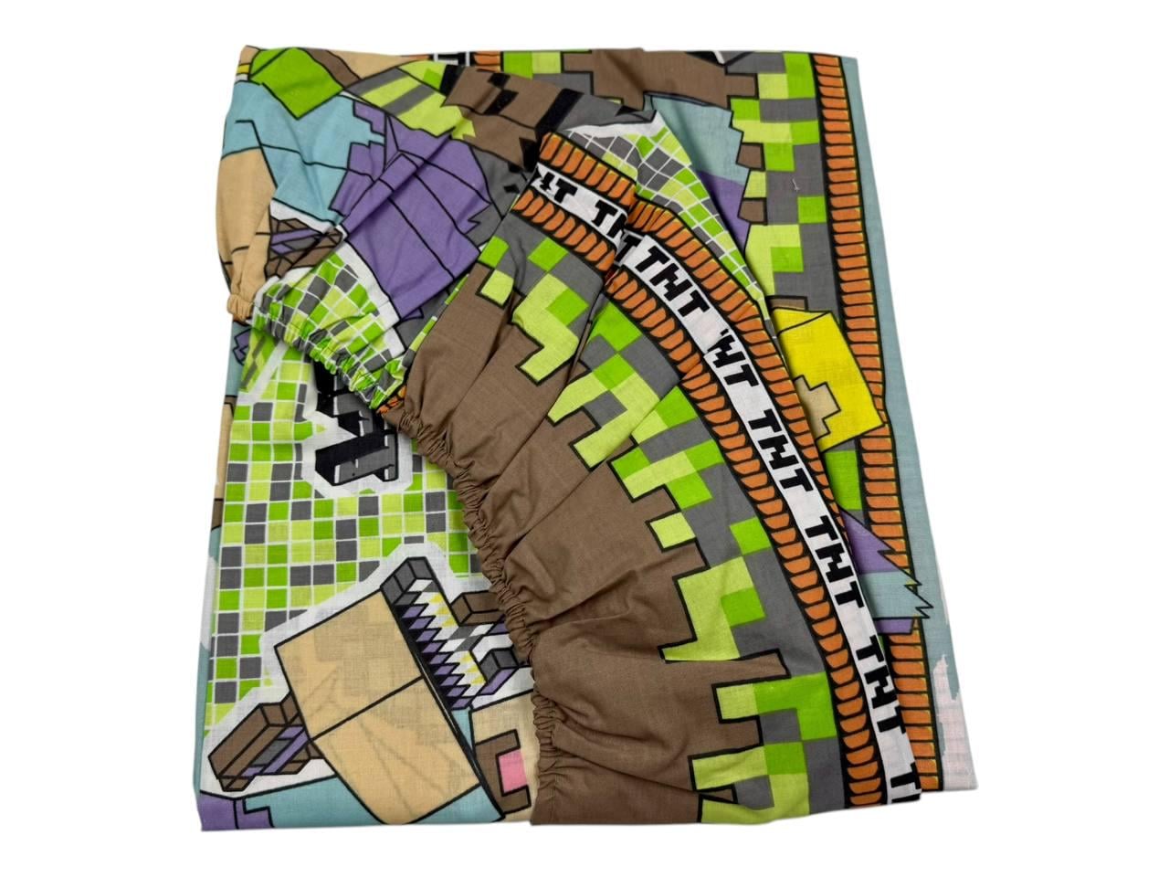 Простынь Minecraft на резинке безь 180х200 см (G-1804MC/x180)