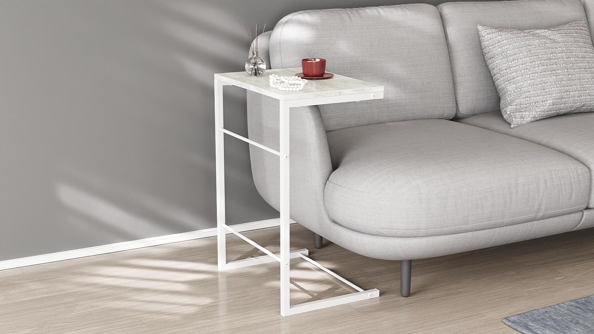 Столик Ferrum-decor Терри металл/ДСП 16 мм 650x440x330 мм Белый/Бетон (FRD-104661) - фото 1 Столик Ferrum-decor Терри металл/ДСП 16 мм 650x440x330 мм Белый/Бетон (FRD-104661) - фото 1