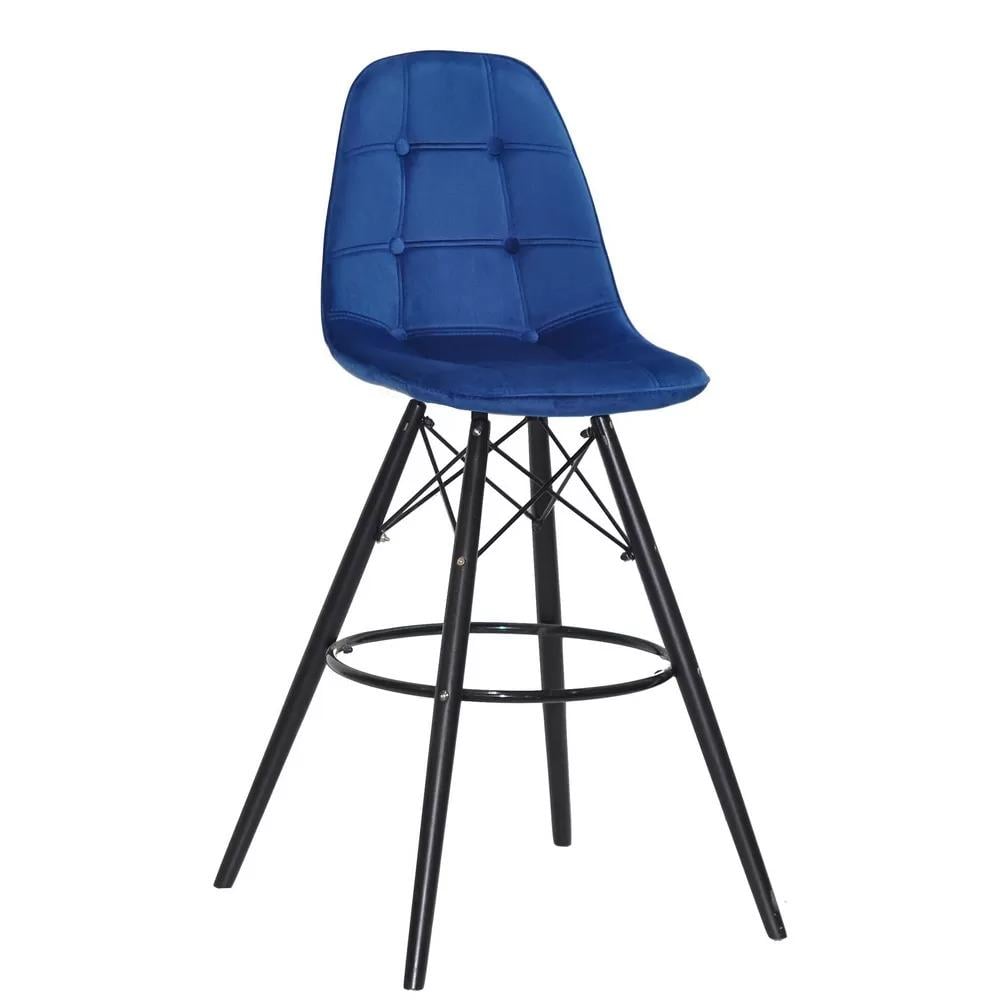 Барный стул EAMES SOFT Black бархат B-6 Синий (123281) - фото 1