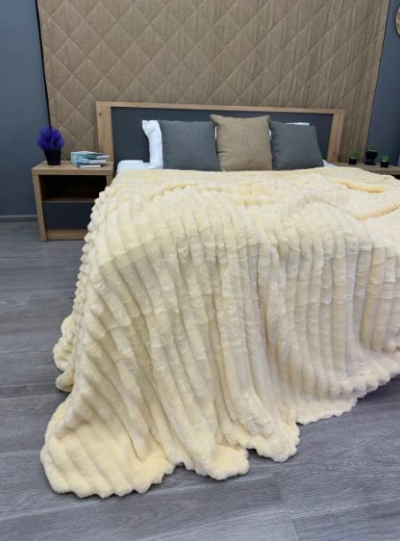 Покрывало велсофт Шарпей в полоску 200х230 см Кремовый (87-108) - фото 2 Покрывало велсофт Шарпей в полоску 200х230 см Кремовый (87-108) - фото 2