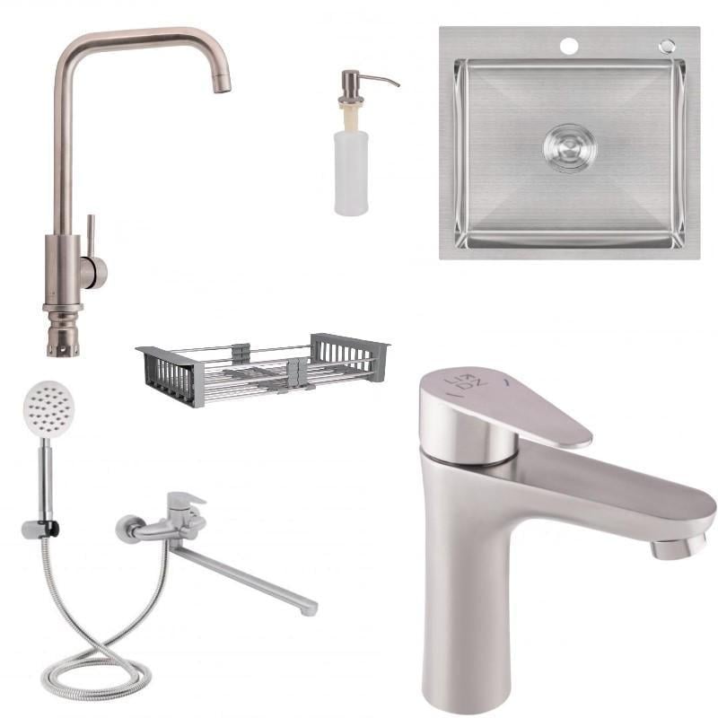 Мойка Lidz 5050/кран для ванны длинный излив/кран для раковины/кран для кухни Lidz