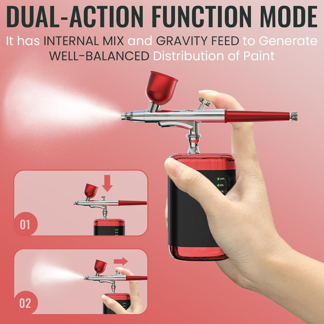 Аэрограф портативный с компрессором Crpen 32PSI беспроводной высокого давления - фото 6