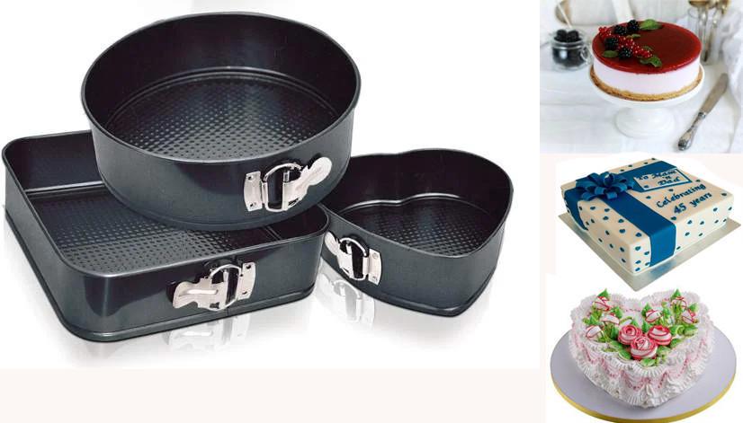 Формы разъемные для выпечки сердце/круг/квадрат UNIQUE UN-1703 3 шт. (1479) - фото 2 Формы разъемные для выпечки сердце/круг/квадрат UNIQUE UN-1703 3 шт. (1479) - фото 2