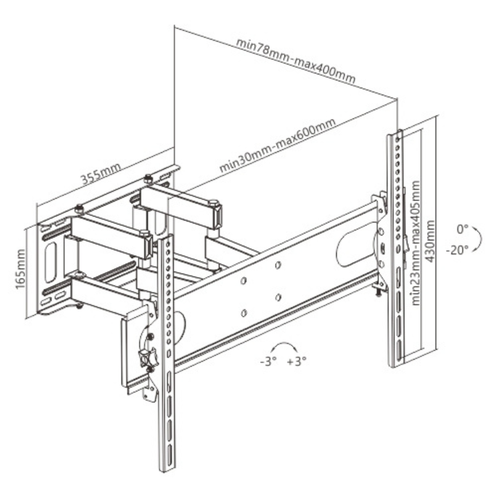 Крепление для телевизора UniBracket BZ31-63 настенное 37"-70" нагрузка 35 кг Черный (585696) - фото 8