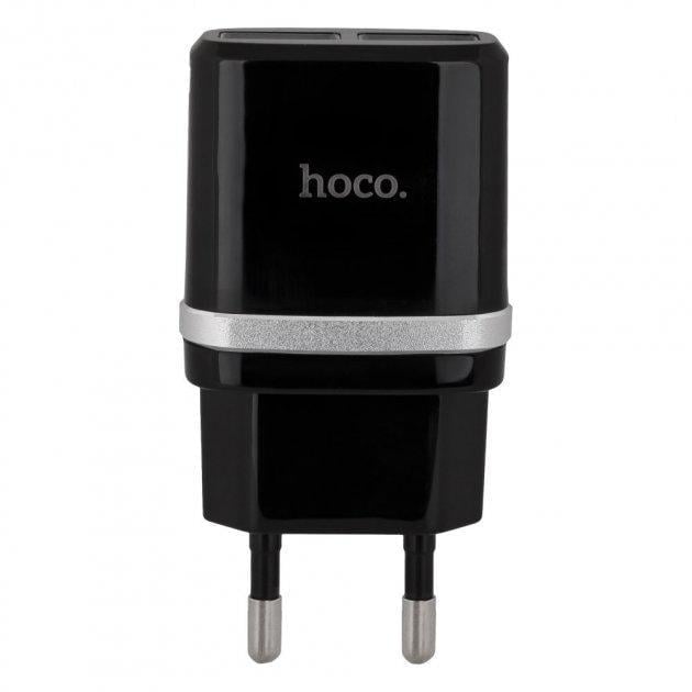 Зарядний пристрій мережевий для Hoco C12 Smart dual USB charger Black (6957531063094)