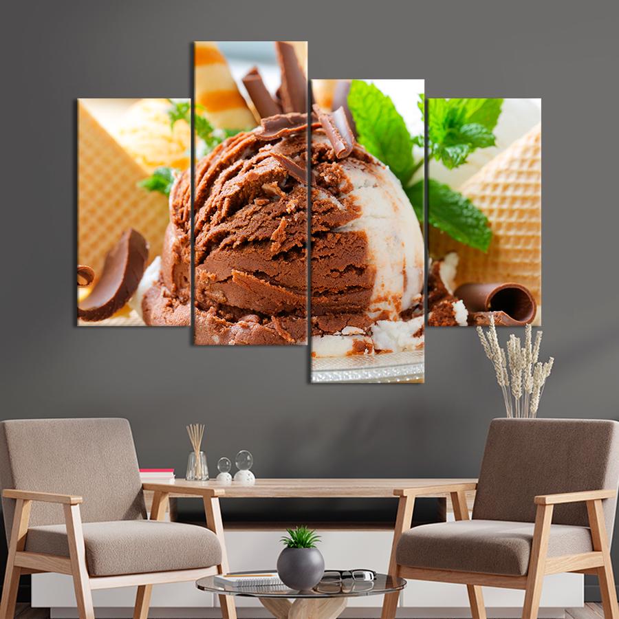 Настенний декор Десерт шоколадный сорбет с листиком мяты 129x90 см (A394-4)