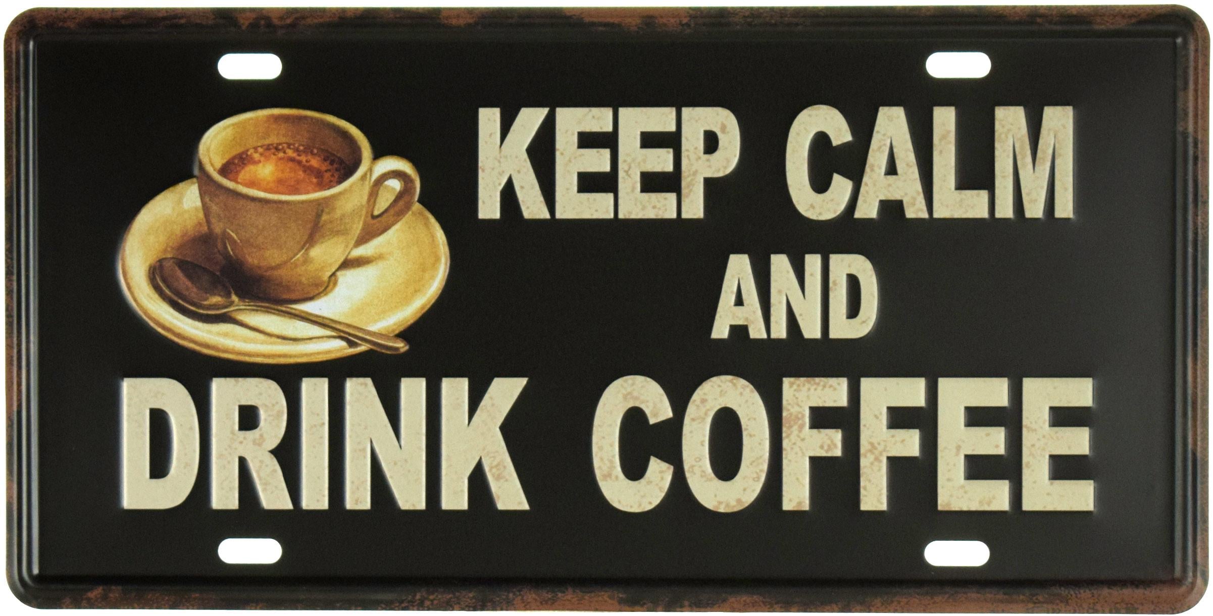 Табличка металлическая Сохраняйте Спокойствие И Пейте Кофе/Keep Calm And Drink Coffee 15x30 см