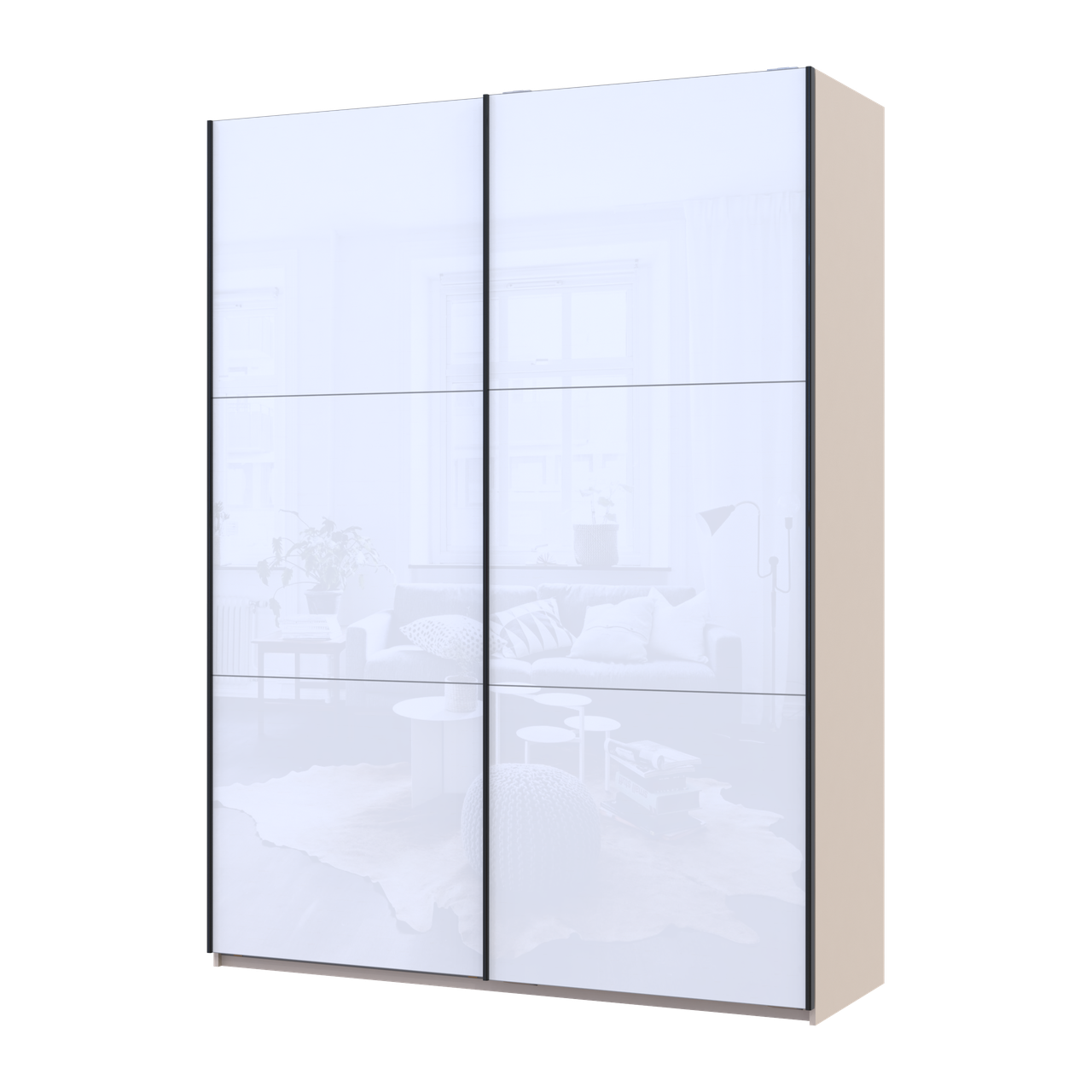 Шкаф-купе Doros G-Caiser 2 стекла/3 части 180х60х240 см Кашемир/Белый (42005325)