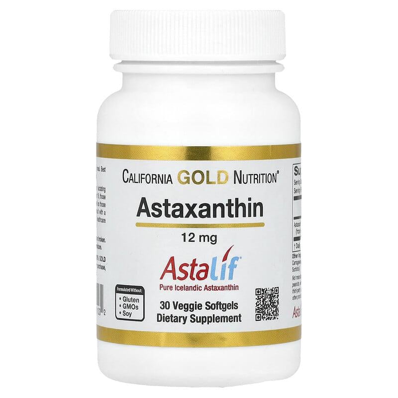 Чистый исландский астаксантин California Gold Nutrition AstaLif 12 мг 30 вегетарианских капсул (CGN-01103)