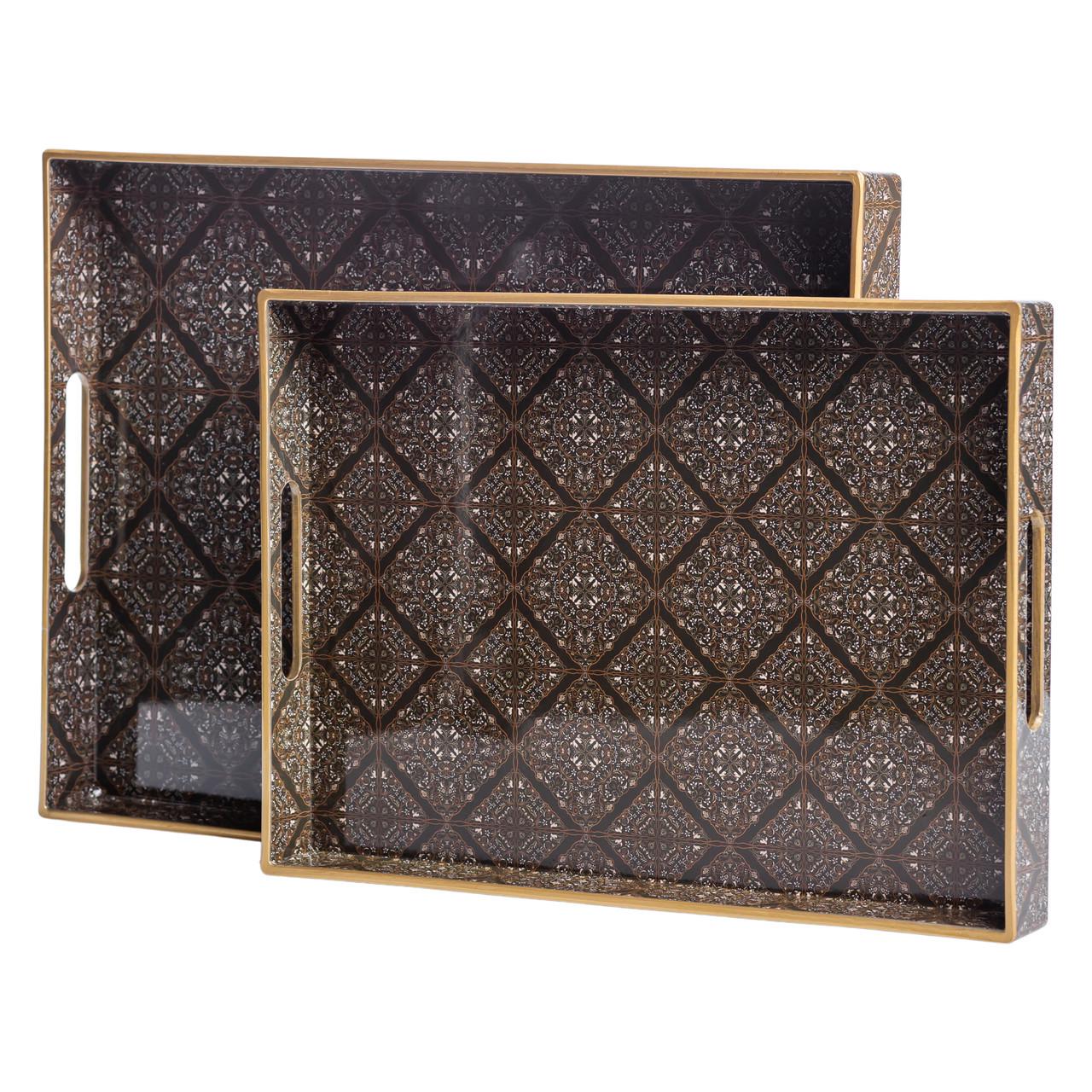 Набор прямоугольных подносов для подачи еды 2 шт. 40х30х4 см (HP-HK-14)