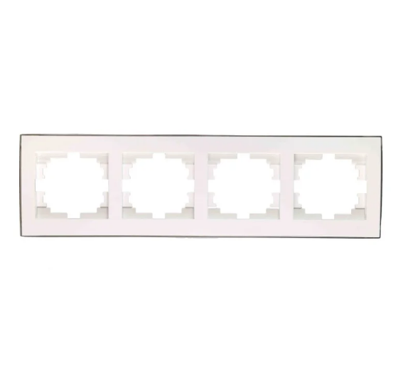 Рамка четырехместная горизонтальная Lezard Rain с боковой вставкой Белый/Хром (26441763)