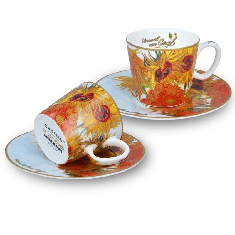 Набор чашек с блюдцами Carmani Подсолнухи h 6 см 100 мл 2 шт. (830-0706) Набор чашек с блюдцами Carmani Подсолнухи h 6 см 100 мл 2 шт. (830-0706)