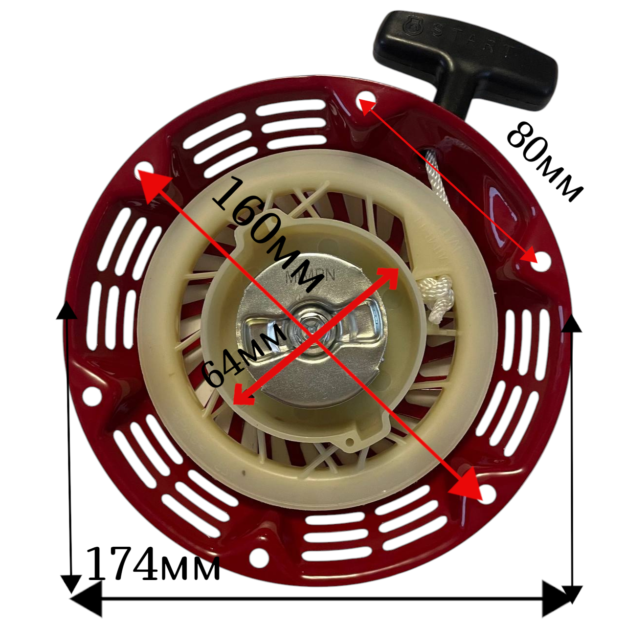 Стартер для генератора мотоблока 168F 170F 6-7 л.с в сборе - фото 2 Стартер для генератора мотоблока 168F 170F 6-7 л.с в сборе - фото 2