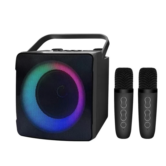 Караоке система SDRD SD-508 на два мікрофони з колонкою та RGB підсвічуванням для будинку Чорний (126113)