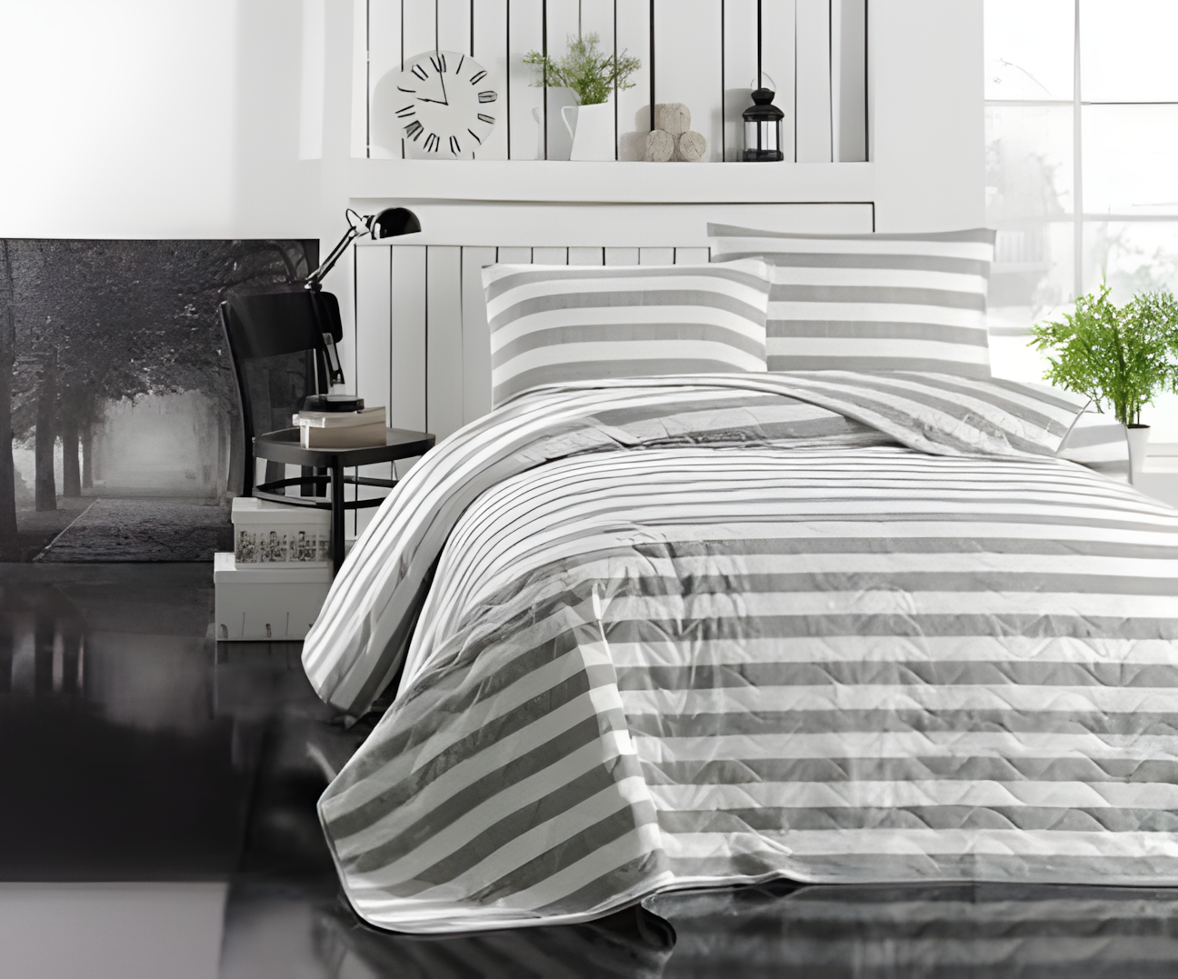Покрывало стеганое с наволочкой Eponj Home Hook 160х220 Серый (35832802)