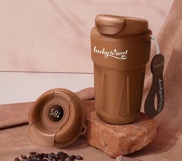 Термокухоль з інтелектуальним дисплеєм температури 420 мл Коричневий (2468360937) - фото 2