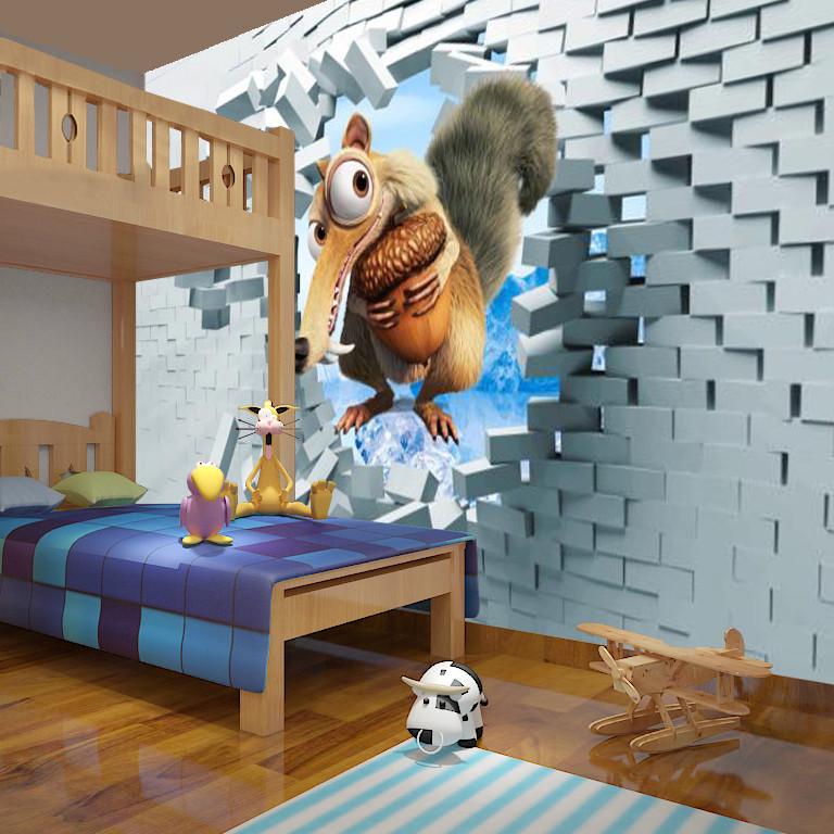 Фотообои 3D для детской комнаты Белка Ледниковый период