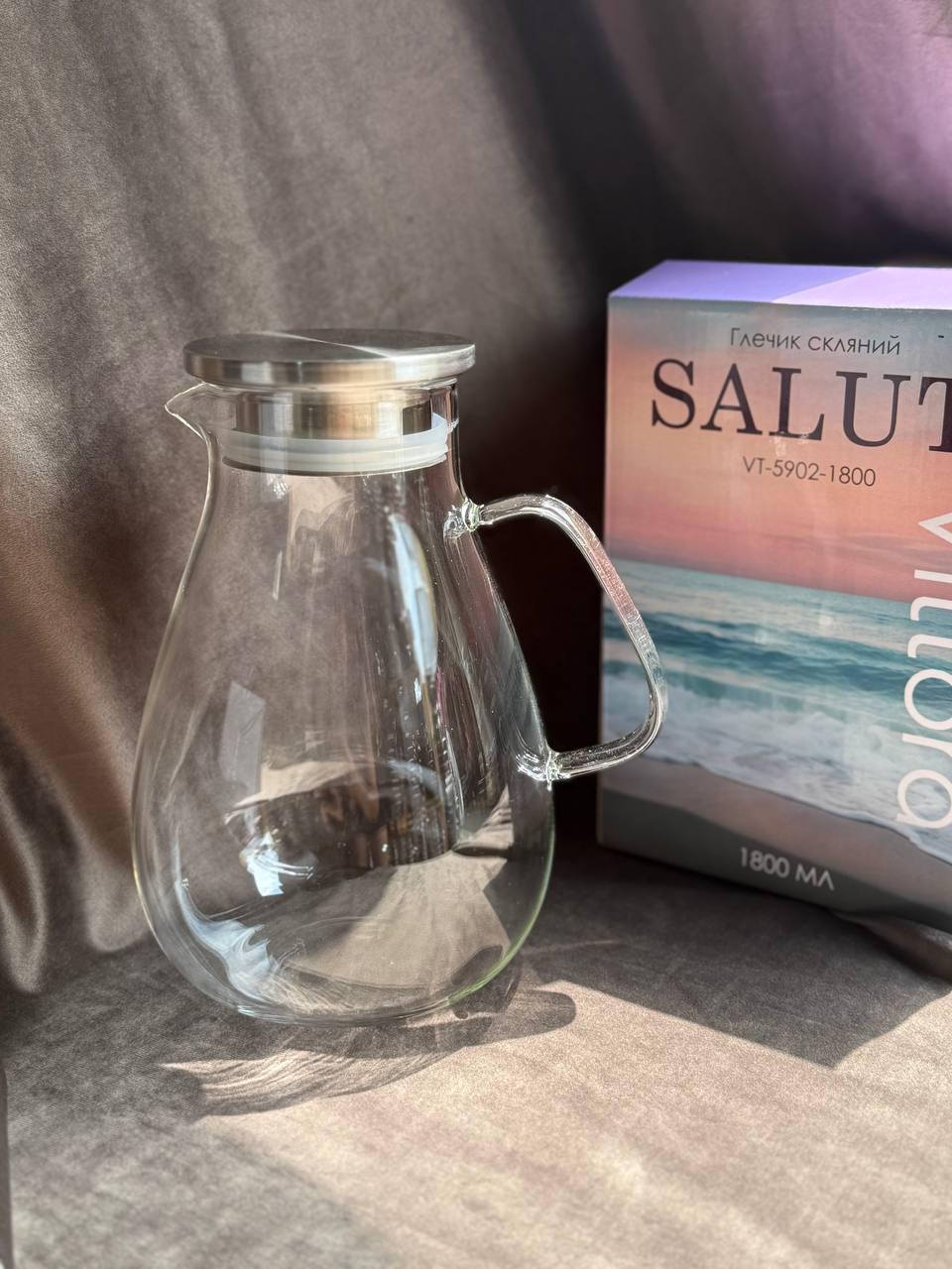 Кувшин Vittora стеклянный с металлической крышкой 1,8 л Прозрачный (VT-5209-1800) - фото 2 Кувшин Vittora стеклянный с металлической крышкой 1,8 л Прозрачный (VT-5209-1800) - фото 2