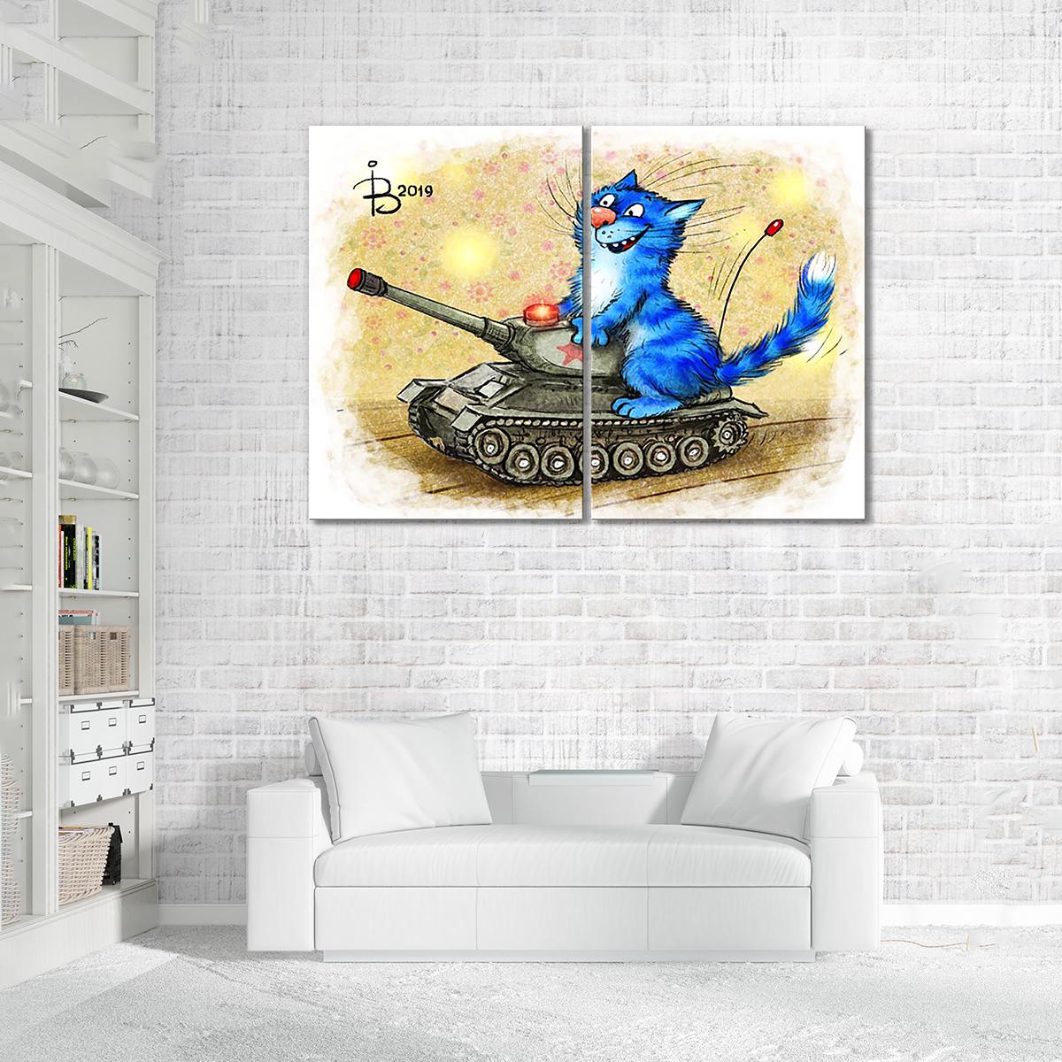 Модульная картина Юный танкист 2 модуля 60x90 см