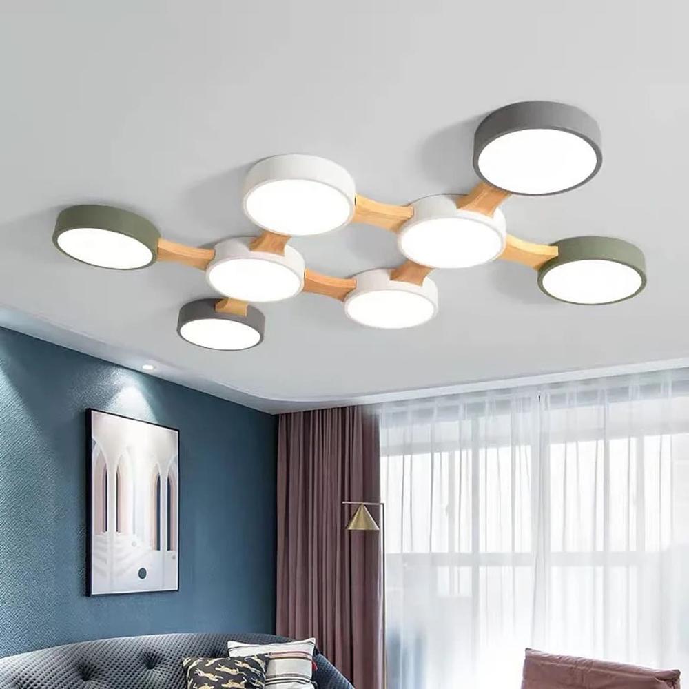 Потолочная люстра с деревянными рожками с LED элементами на 8 плафонов (AS126/8) - фото 1