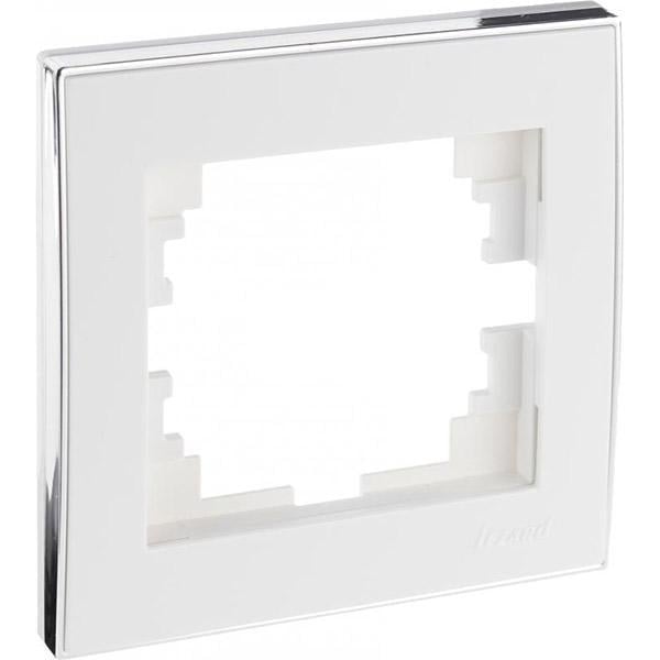 Рамка 1-местная горизонтальная Lezard Rain с боковой вставкой Белый/Хром