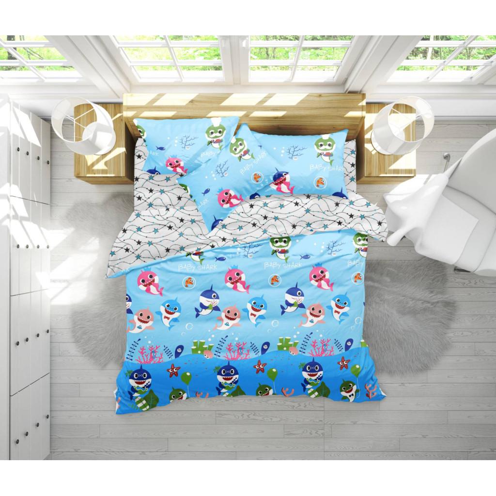 Комплект постельного белья MirSon Бязь 17-0521 Sharks полуторный Blue (2200003655827)
