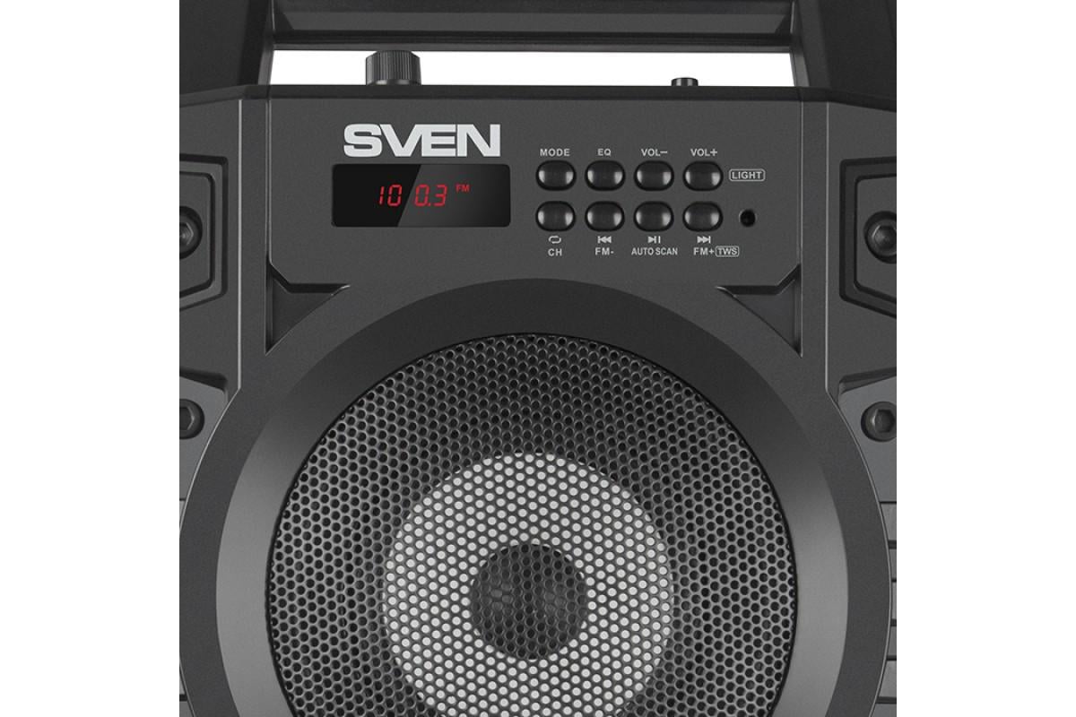 Система акустическая Sven PS-440 20 Вт Bluetooth/подсветка/караоке/FM Black (440) - фото 6