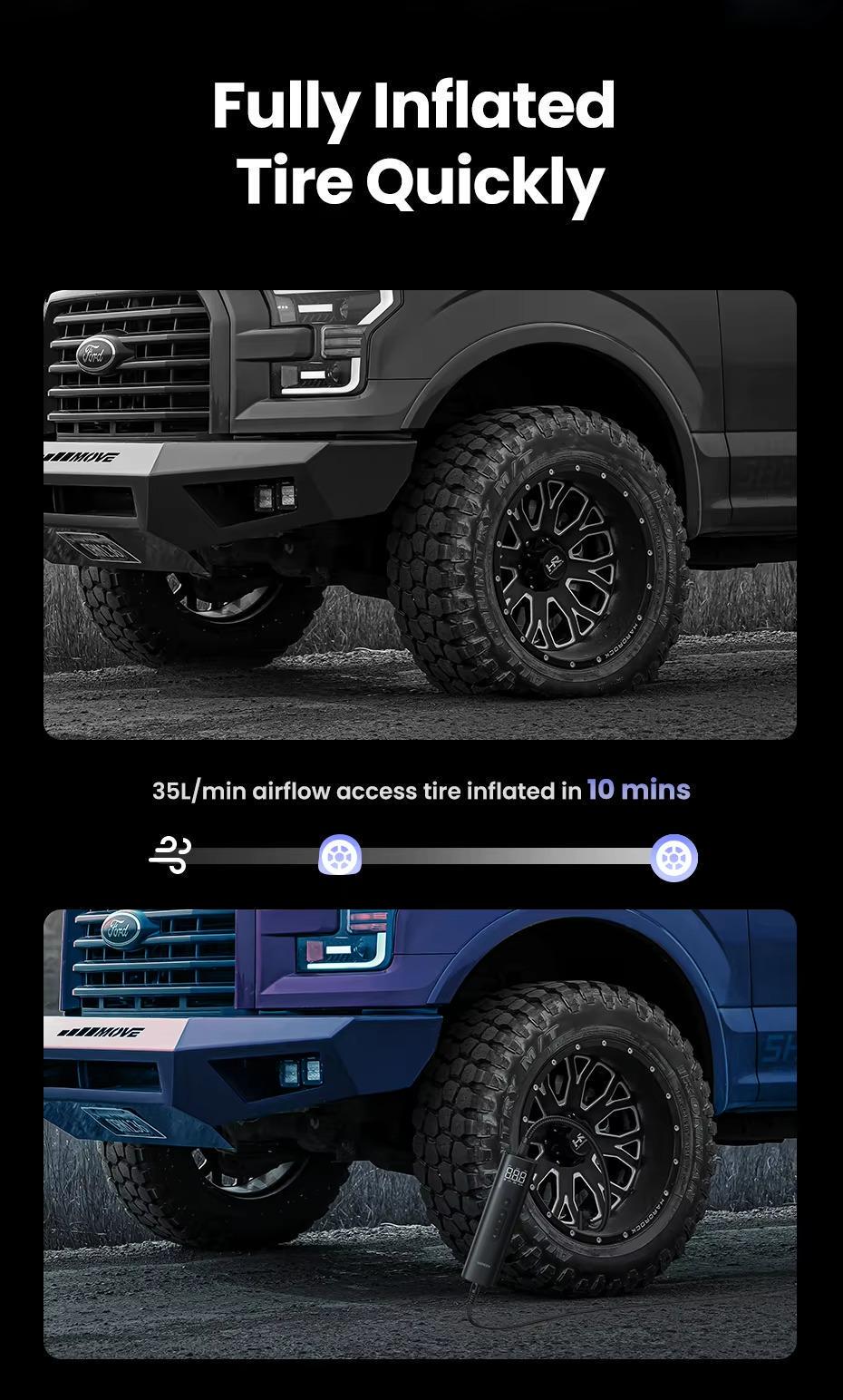 Компресор UGREEN 150psi 35 л/хв LED від прикурювача Чорний (35573) - фото 14 Компресор UGREEN 150psi 35 л/хв LED від прикурювача Чорний (35573) - фото 14