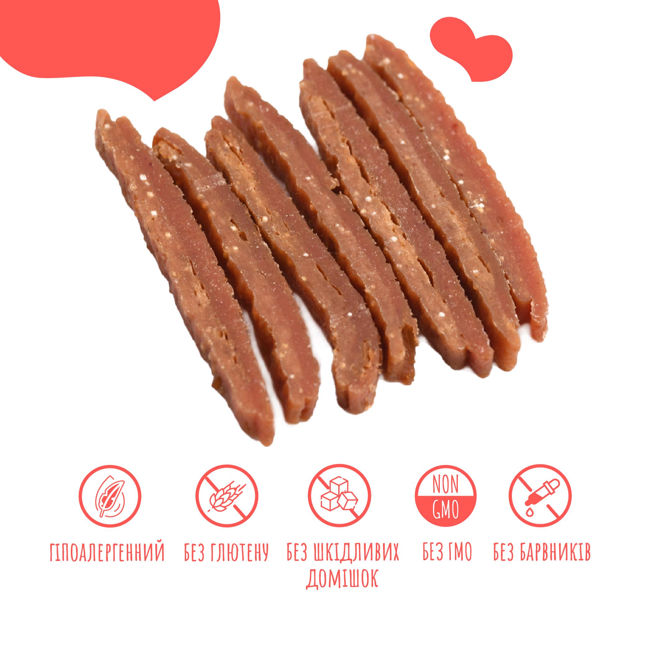 Ласощі для собак Mavsy Refined jerky CARPACCIO OF RABBIT AND ROAST DUCK IN CRANBERRY SAUCE від 3-х міс. 100 г (24628254) - фото 2 Ласощі для собак Mavsy Refined jerky CARPACCIO OF RABBIT AND ROAST DUCK IN CRANBERRY SAUCE від 3-х міс. 100 г (24628254) - фото 2