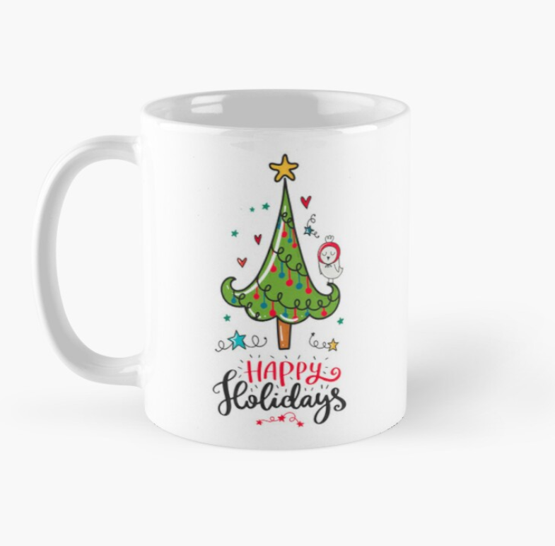 Чашка керамическая с принтом Happy holidays Елочка 330 мл Белый Чашка керамическая с принтом Happy holidays Елочка 330 мл Белый
