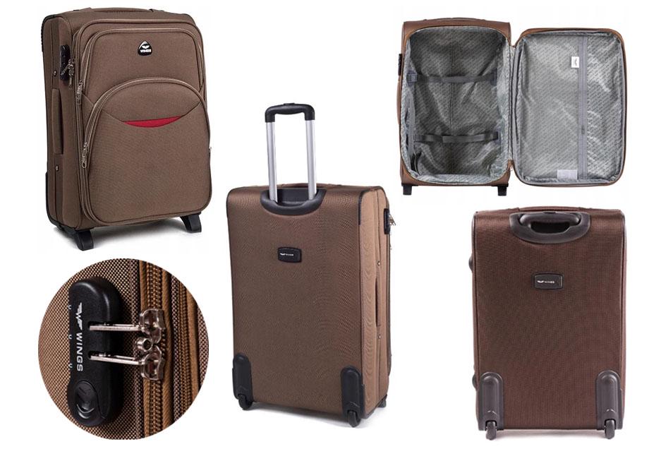 Валіза текстильна Wings 1708 M на 2 колесах Світло-коричневий (CETKNWI1708MS2SKO) - фото 4