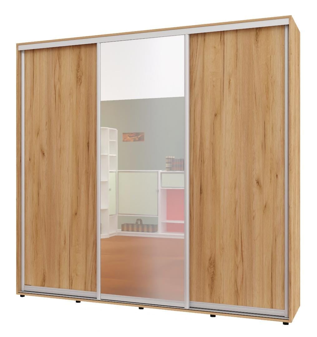 Шкаф-купе трехдверный Алекса ШК-05 ДСП/зеркало/ДСП 260x65x210 см Дуб крафт золотой Шкаф-купе трехдверный Алекса ШК-05 ДСП/зеркало/ДСП 260x65x210 см Дуб крафт золотой