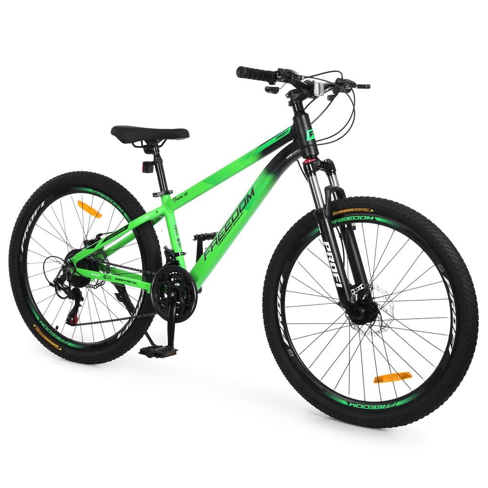 Велосипед горный 26" Profi Freedom AM DD алюминиевая рама 13" рост 135-160 см Салатовый с черным (FD-26003)