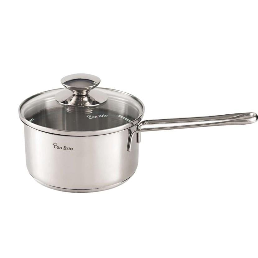 Ковш 0.7 л из нержавеющей стали со стеклянной крышкой