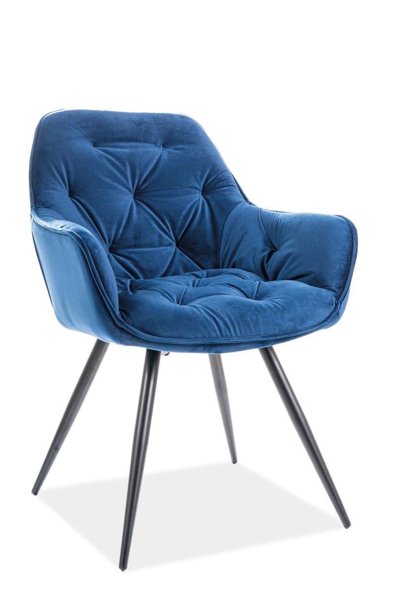 Стул кухонный Signal CHERRY VELVET 830х450х440 мм (мягкий для кухни/гостиной/офиса) Металл/Ткань Бархат цвет Черный/Синий (CHERRYVCG)