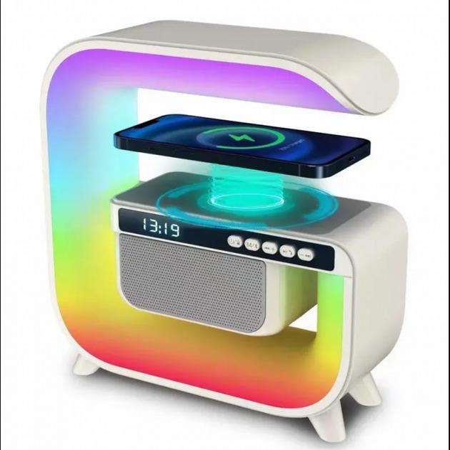Ночник аккумуляторный RGB G3 с беспроводной зарядкой и Bluetooth колонкой Биллир (GB-G3)