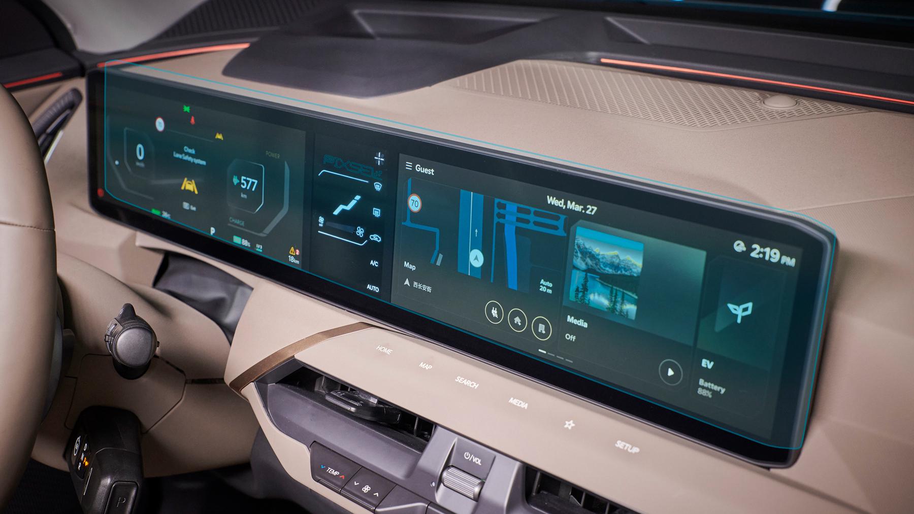 Защитное стекло Pixsel гибридное матовое на панель приборов Kia EV5-28,3" 2024