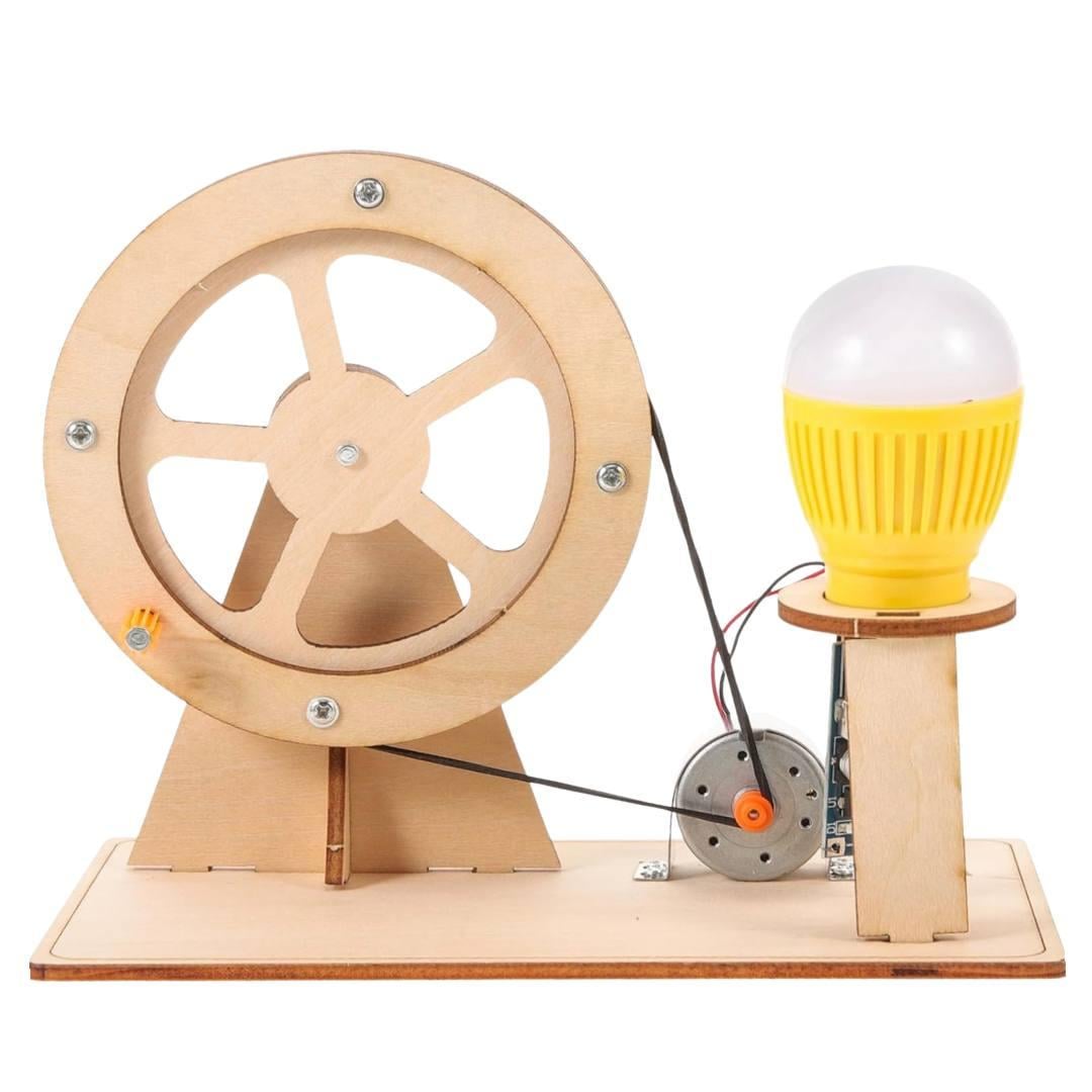 STEM-конструктор детский Bodasan DIY Научный эксперимент Генератора своими руками с лампочкой деревянный (LY020)