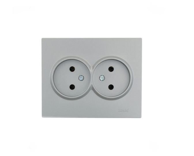 Розетка подвійна Lezard Vesna без заземлення Сірий (26621578)