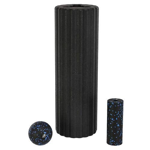 Йога-роллер набор Zelart FI-4890 EPP 3в1 Черно-синий (31773594)