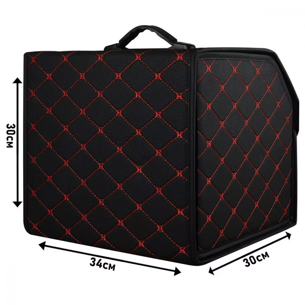 Органайзер в багажник автомобиля 34х30х30 см Черный с красной нитью - фото 3 Органайзер в багажник автомобиля 34х30х30 см Черный с красной нитью - фото 3