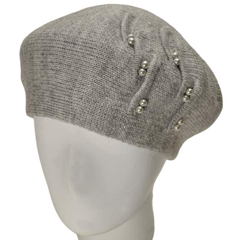 Берет женский Lirus Рябина двойной шерстяной Светло-серый (111427)