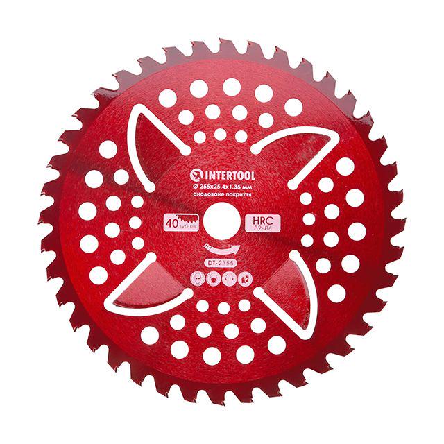 Ніж для мотокоси/тримера Intertool DT-2355 з твердосплавними напайками 4 підрізні лопаті анодоване покриття ø 255 мм 40T