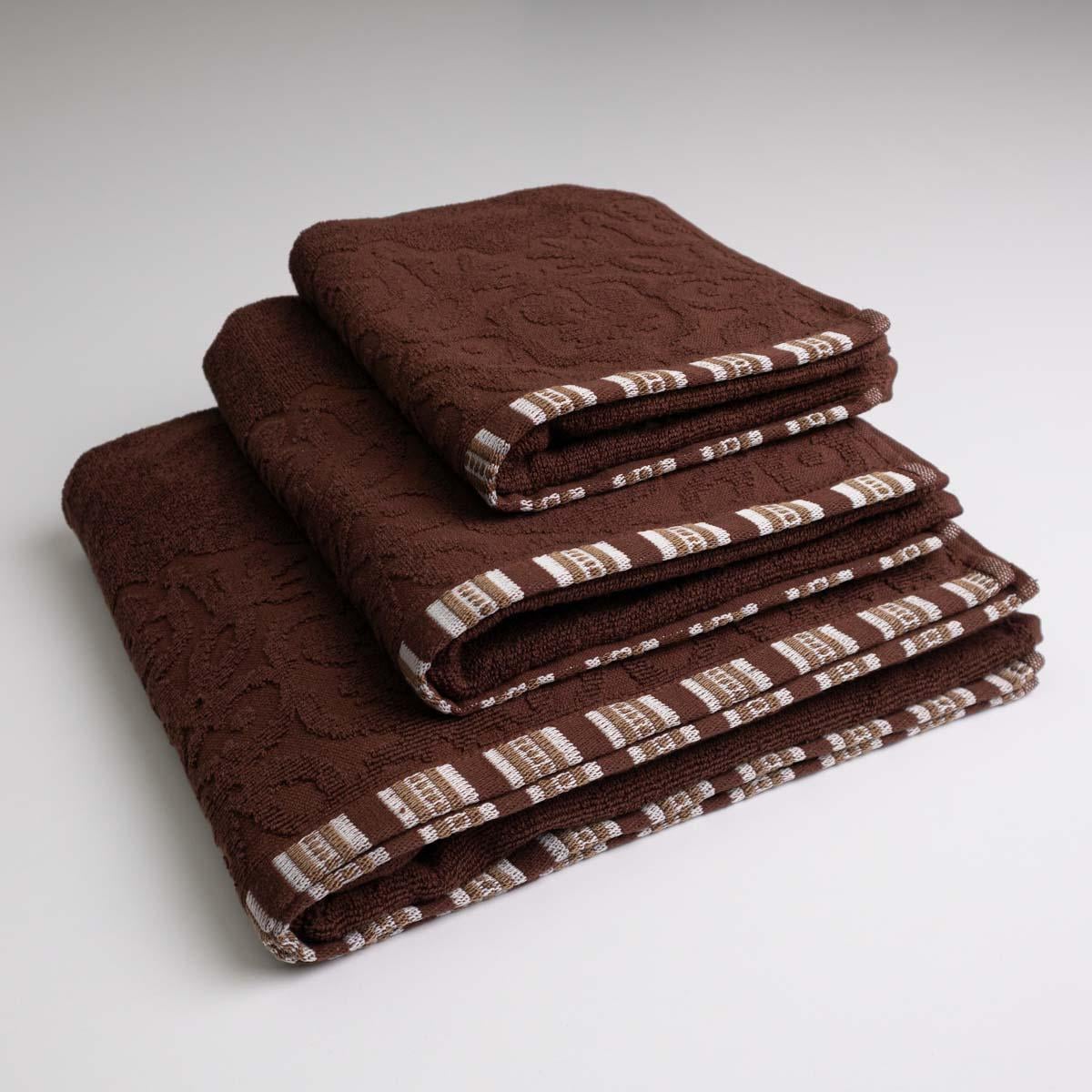 Набор махровых полотенец GM Textile с орнаментом 400 г/м2 3 шт. Коричневый (rmo400-k1-brown)
