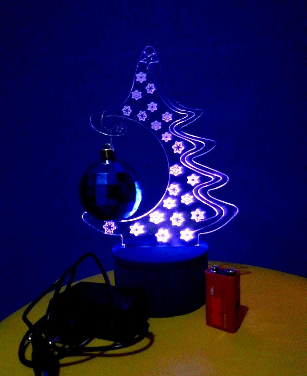 3D-ночник новогодний Елка несколько подсветок/на батарейках/220V (1063559508)