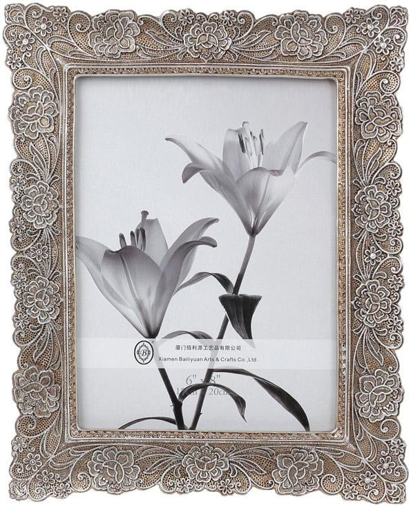 Фоторамка Кружево для фото 15х20 см полистоун Шампань с серебром (BD-450-225)