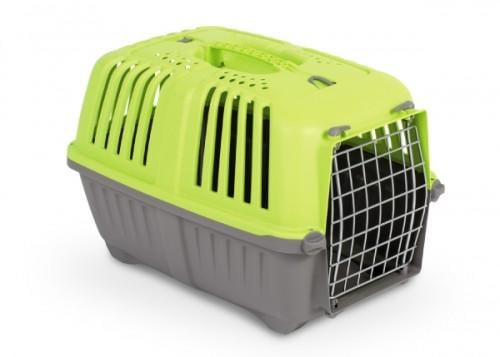 Контейнер-переноска Pratiko 1 для собак та котів до 12 кг з металевими дверми S 48х31,5х33 см Metal/Green