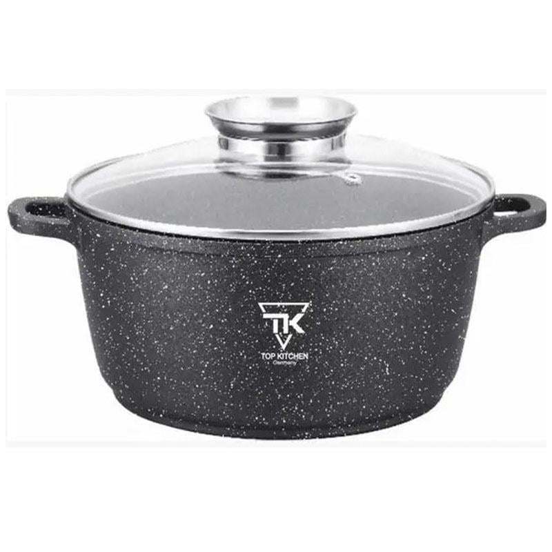 Кастрюля казан Top Kitchen с мраморным антипригарным покрытием 28 см 5,7 л Черный (TK120052)